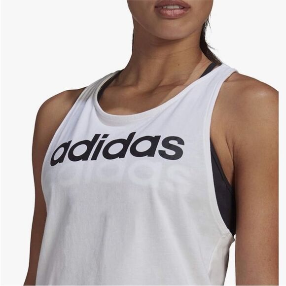 ADIDAS | NEW White & Black Racerback Graphic Tank Top Women’s Size Small - Picture 2 of 12
